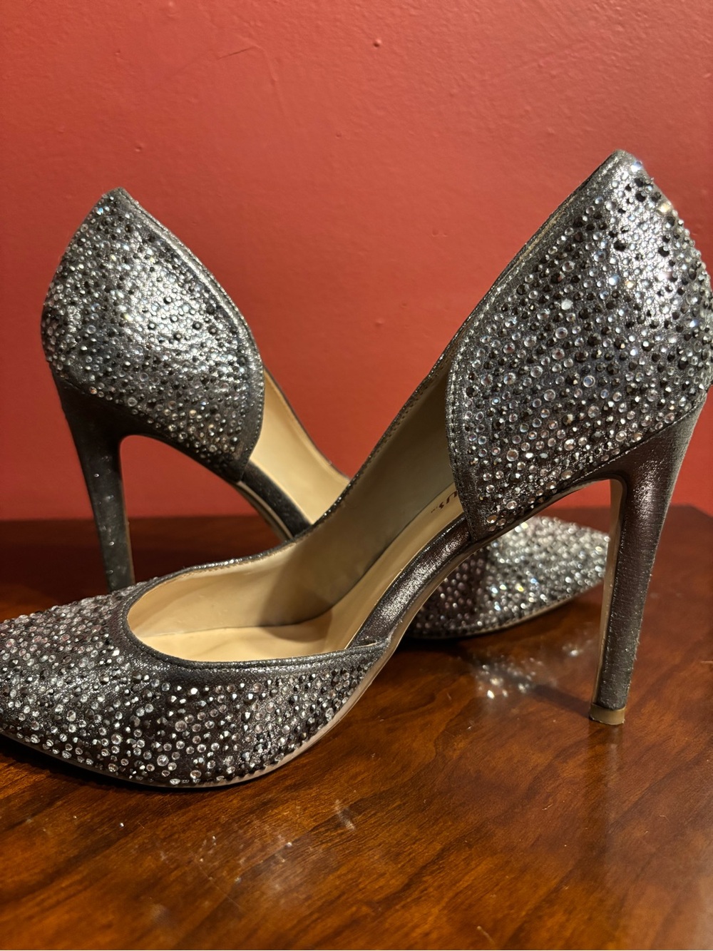 Sparkling Smokey dark Silver Rhinestone High Heel Pumps